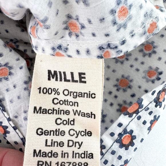 Mille Womens Charlie Top Blouse Size L Floral Organic Cotton Boho Sedona Tan - Picture 7 of 9